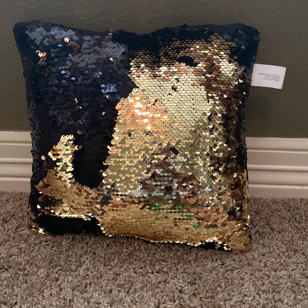 Sequin black and gold pillow